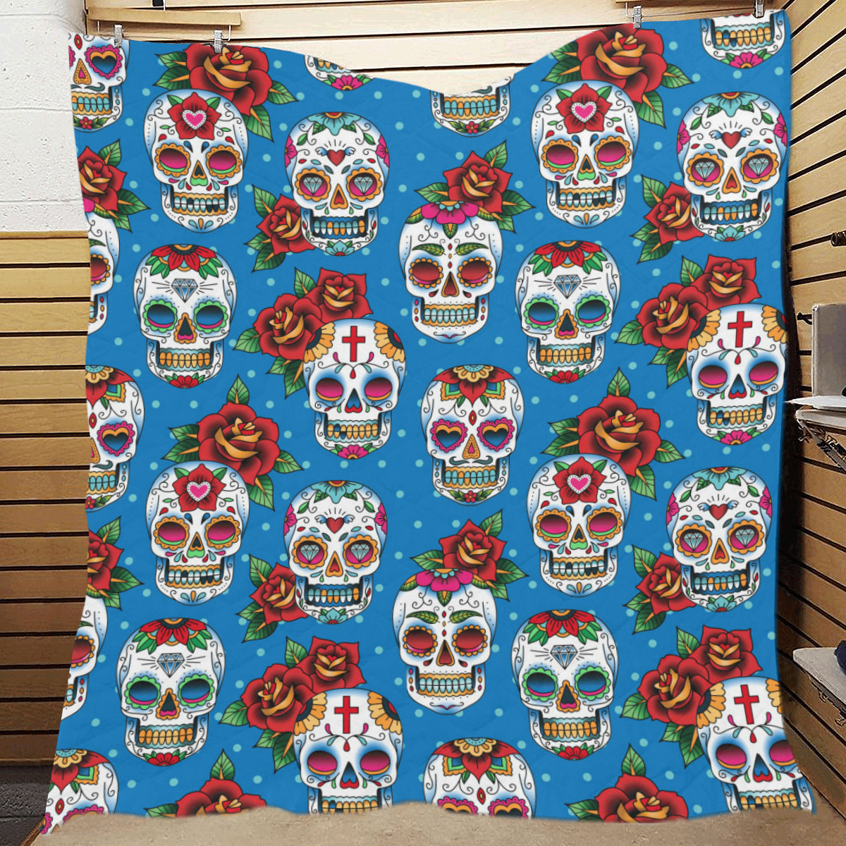 Sugar Skull Rose Pattern Premium Quilt