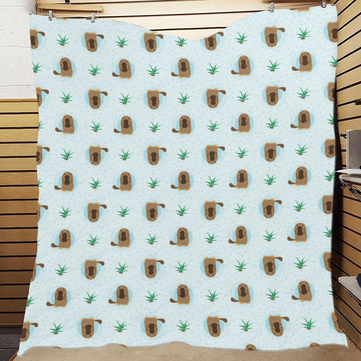 Platypus Pattern Print Design A04 Premium Quilt