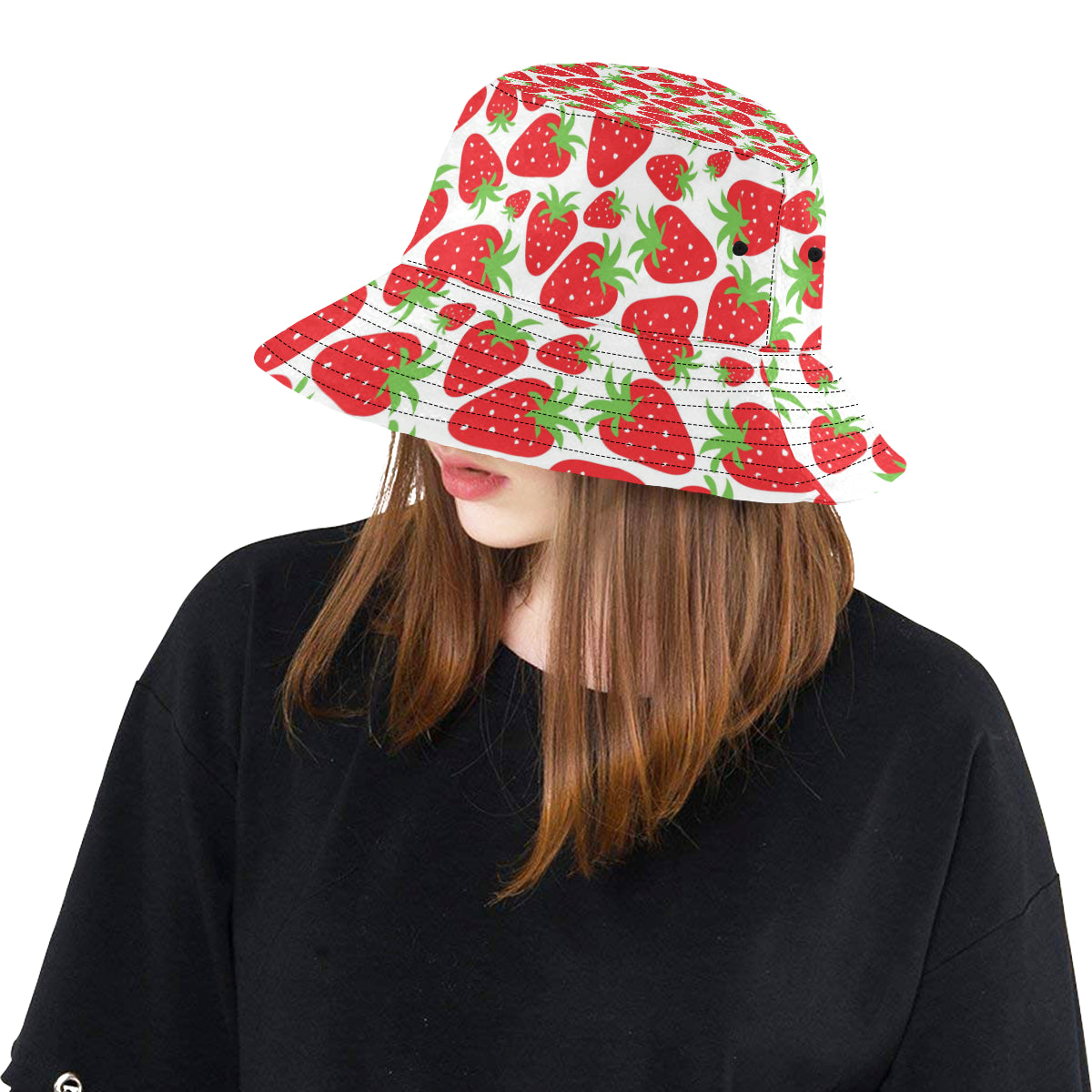 Strawberry Pattern Print Design SB01 Unisex Bucket Hat
