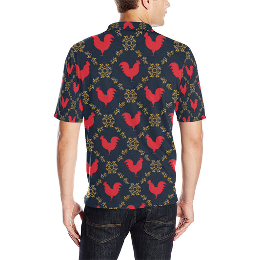 Rooster Pattern Print Design A02 Men Polo Shirt