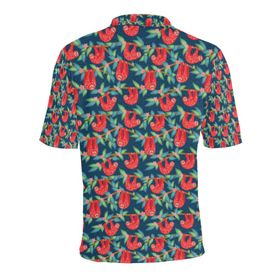 Sloth Red Design Themed Print Men Polo Shirt