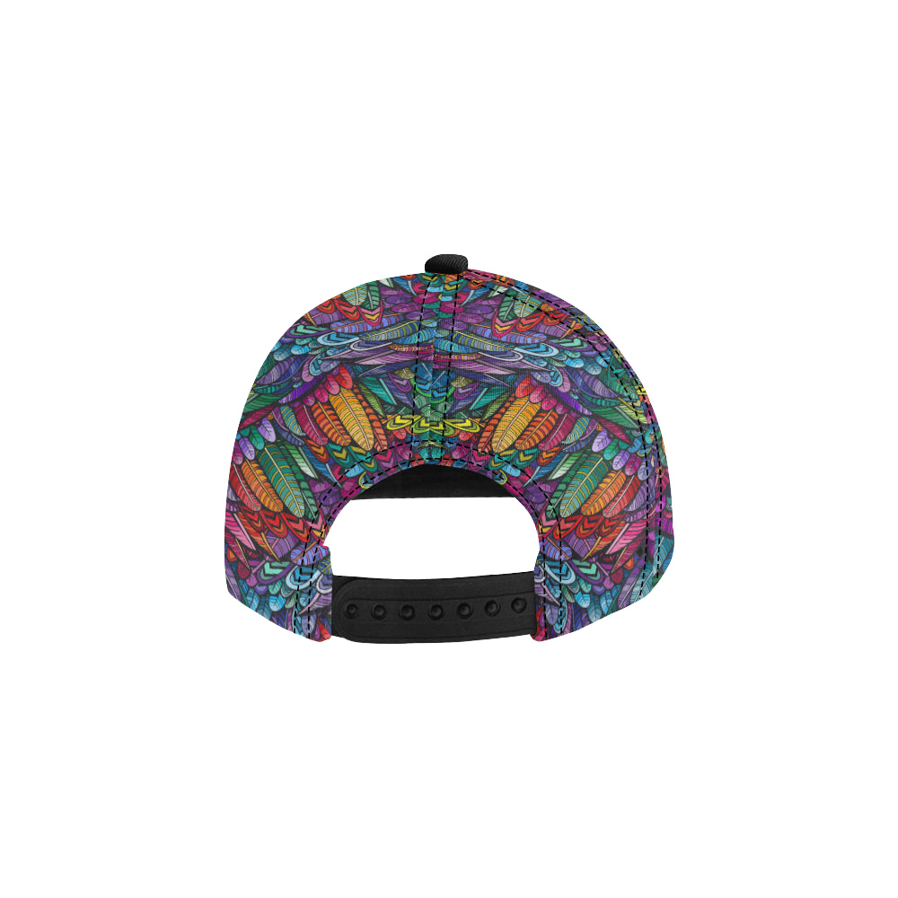 Feather Multicolor Design Print Snapback Cap
