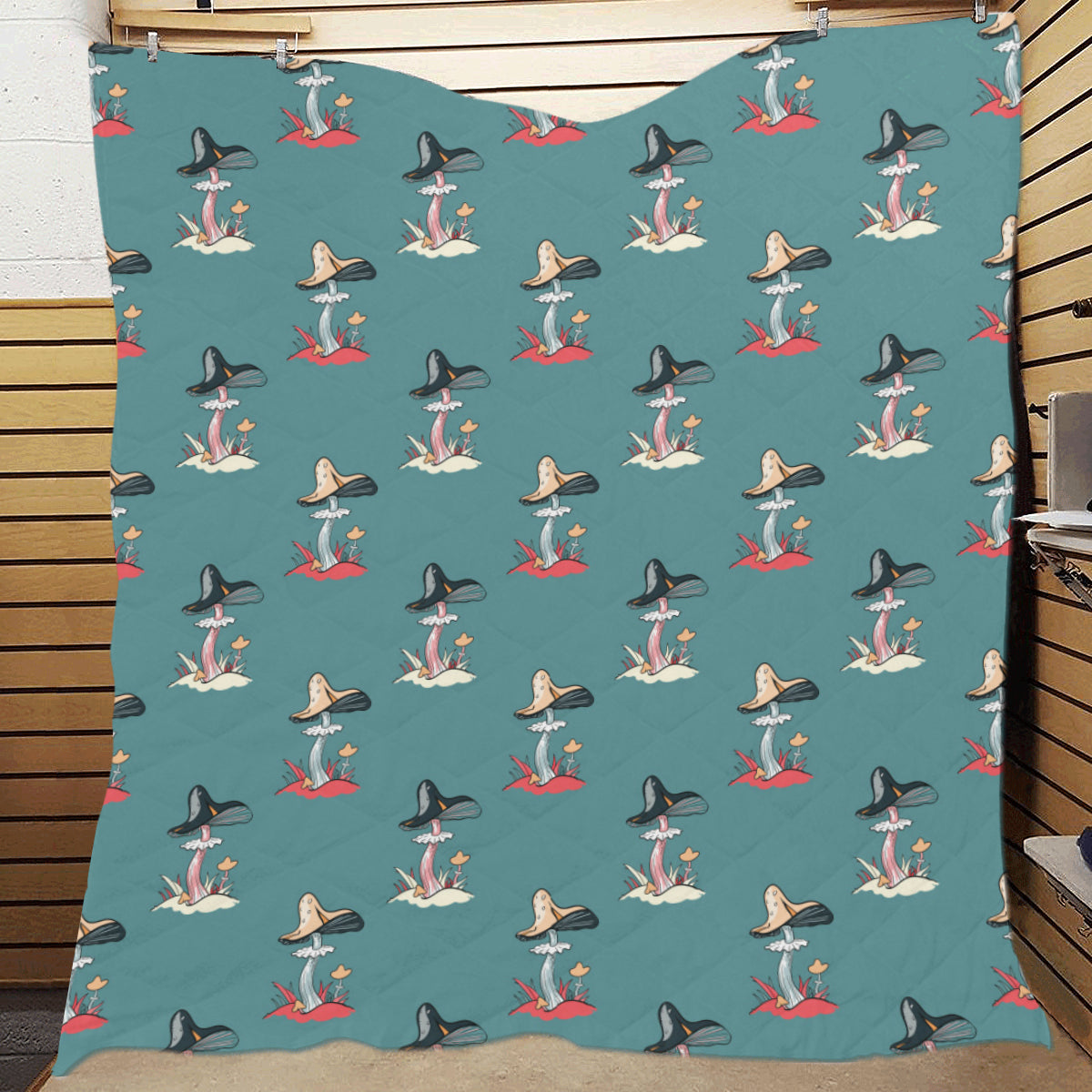 Mushroom Pattern Print Design A04 Premium Quilt