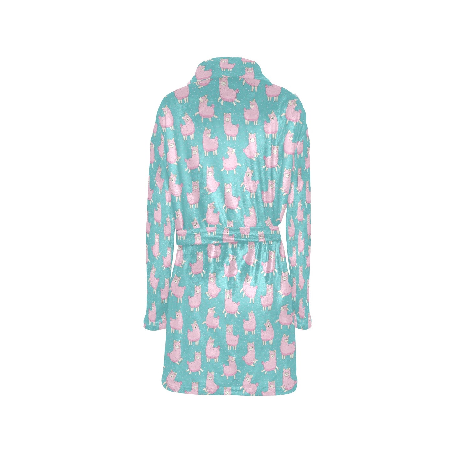 Alpaca Cartoon Design Themed Print Women's Fleece Robe