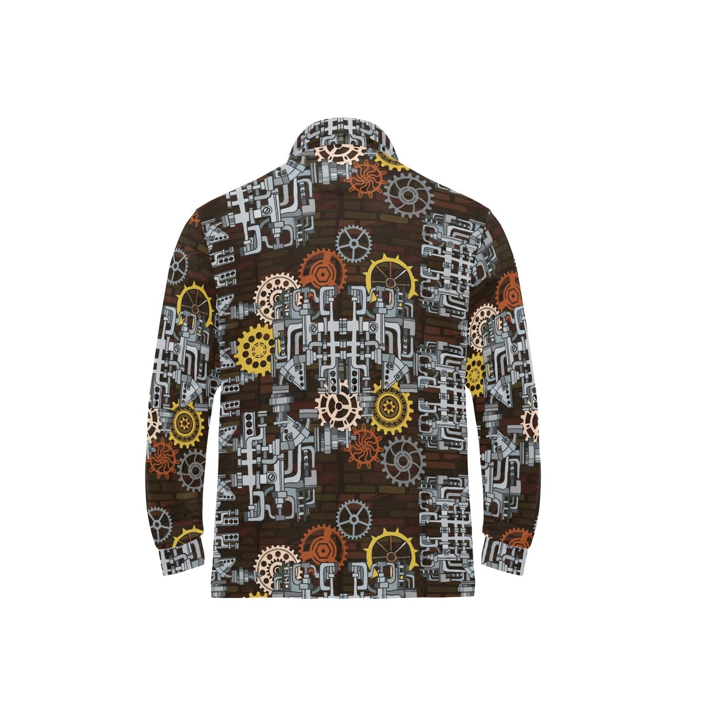 Mechanic Pattern Print Design 04 Long Sleeve Polo Shirt For Men's