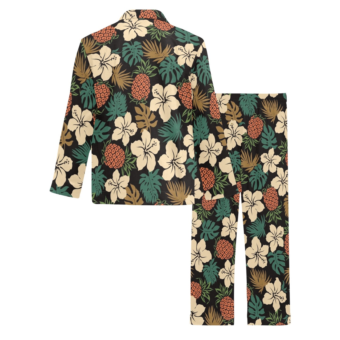 Hawaiian Themed Pattern Print Design H08 Men's Long Pajama Set