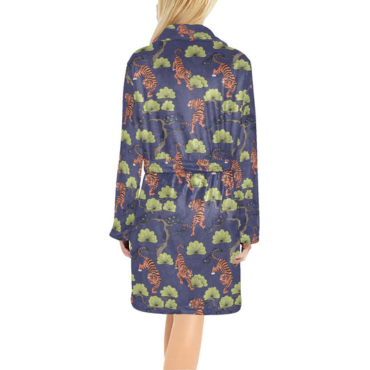 Tiger Pattern Japan Style Women's Fleece Robe