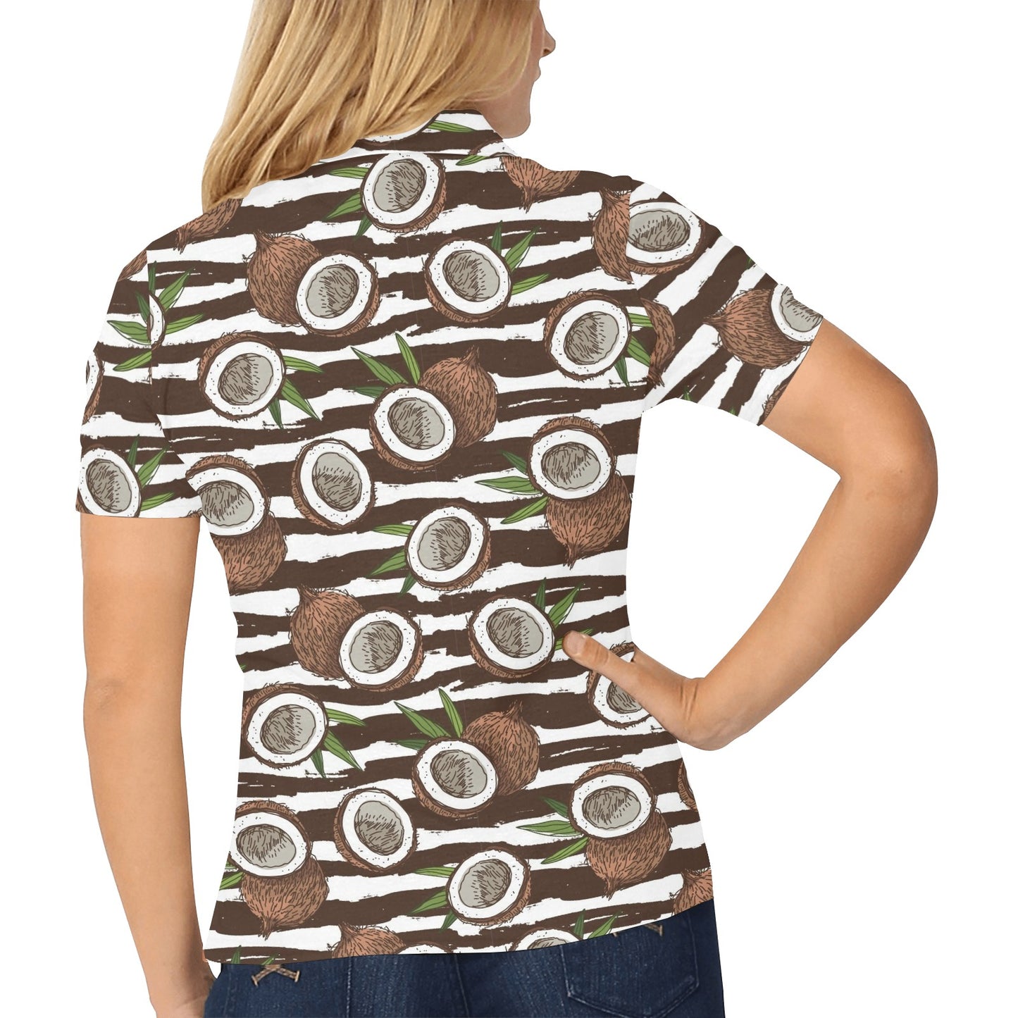 Coconut Pattern Print Design CN04 Women's Polo Shirt