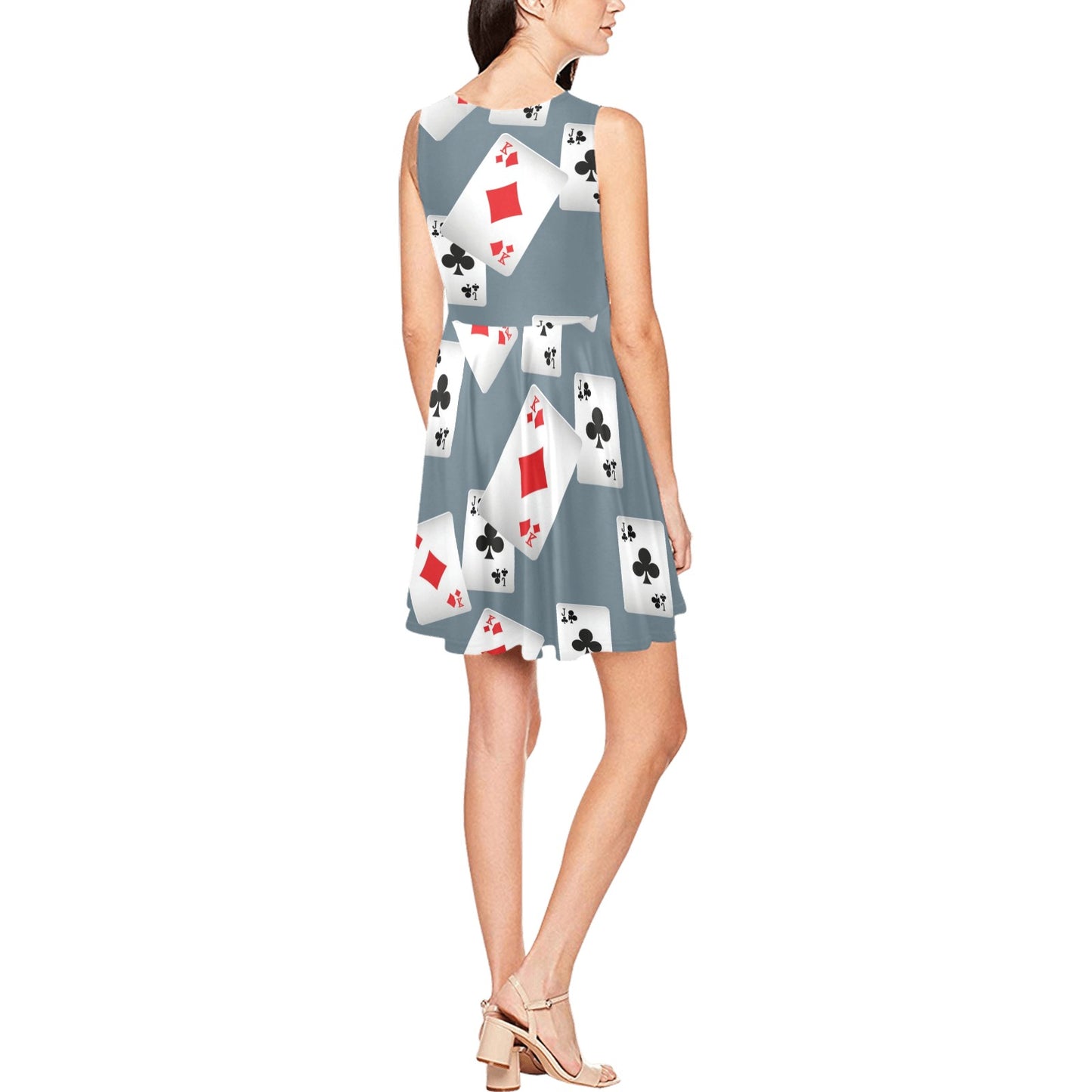 Poker Cards Pattern Print Design A05 Sleeveless Dress