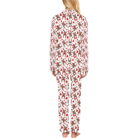 Silky Terriers Heart Print Design LKS302 Women's Long Pajama Set