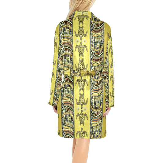 Polynesian Turtle Hawaiian Design Print Women's Fleece Robe