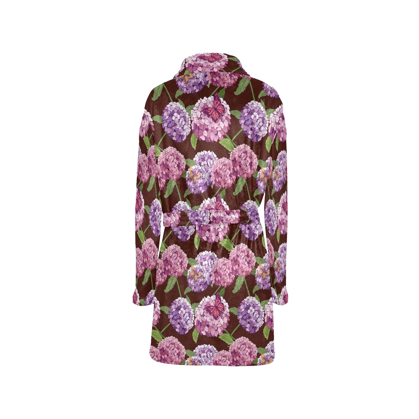 Hydrangea Pattern Print Design HD08 Women's Fleece Robe