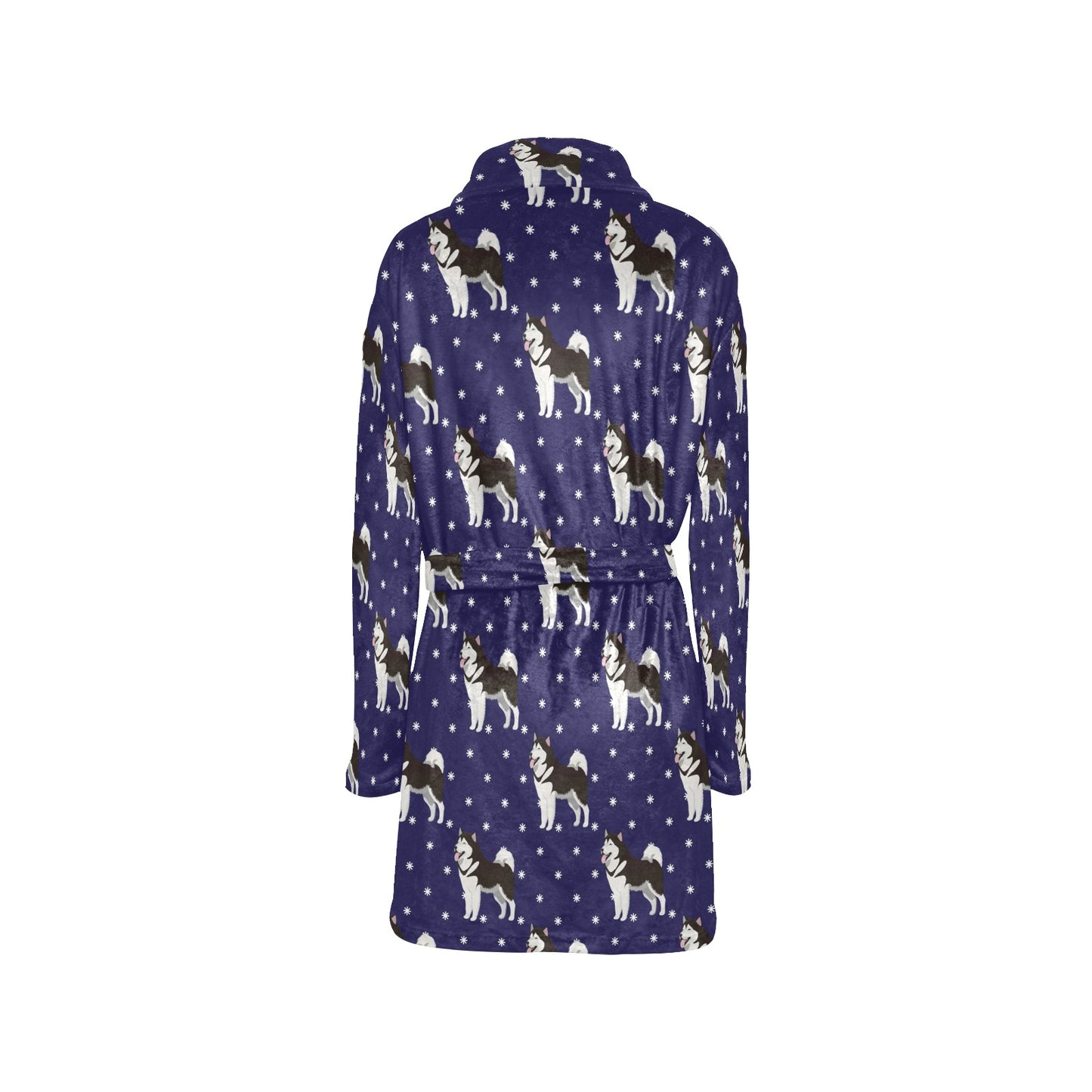 Alaskan Malamute Pattern Print Design 04 Women's Fleece Robe