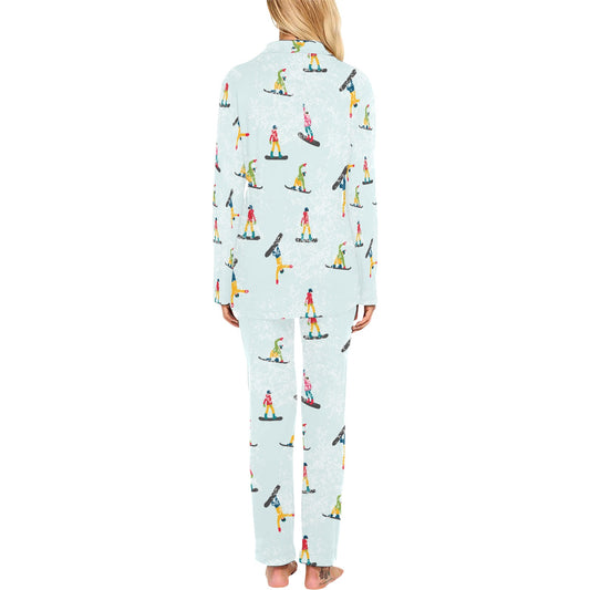 Snowboard Print Design LKS304 Women's Long Pajama Set
