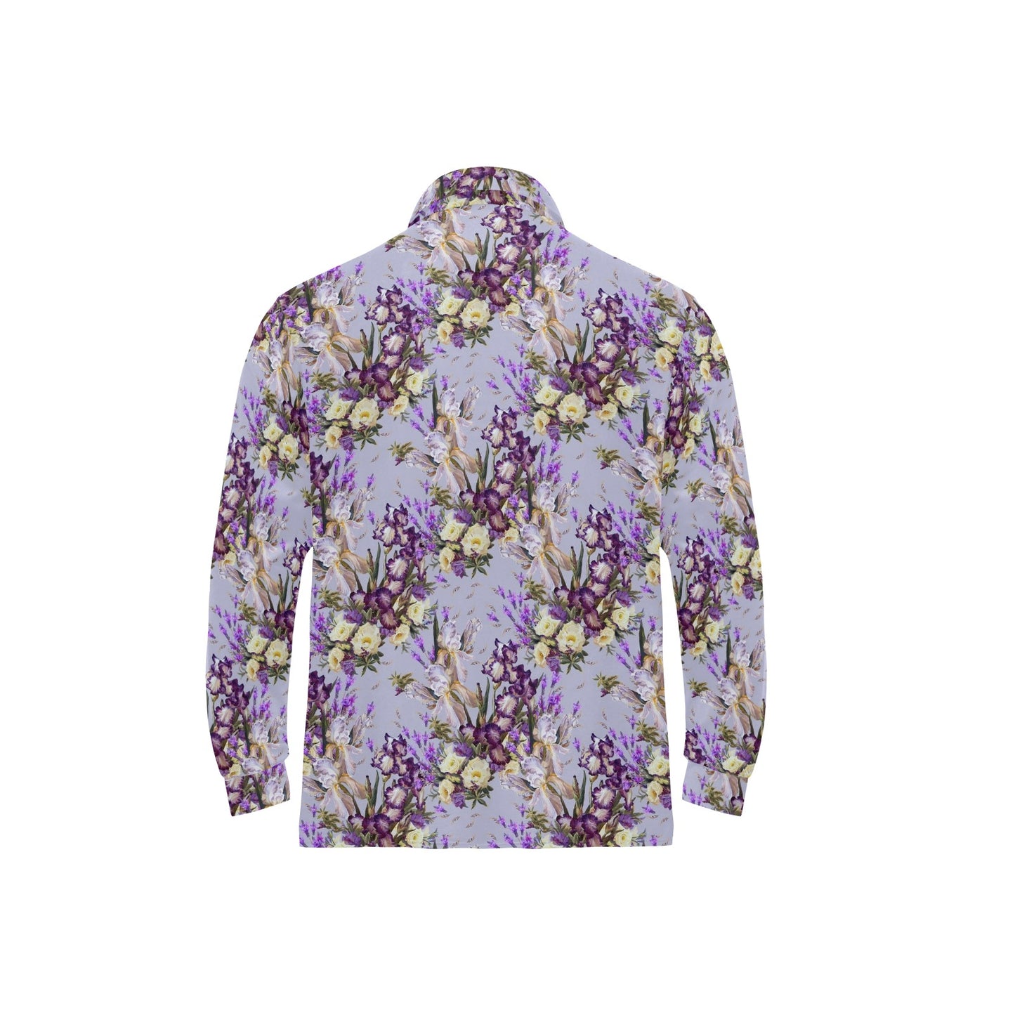 Iris Pattern Print Design IR07 Long Sleeve Polo Shirt For Men's