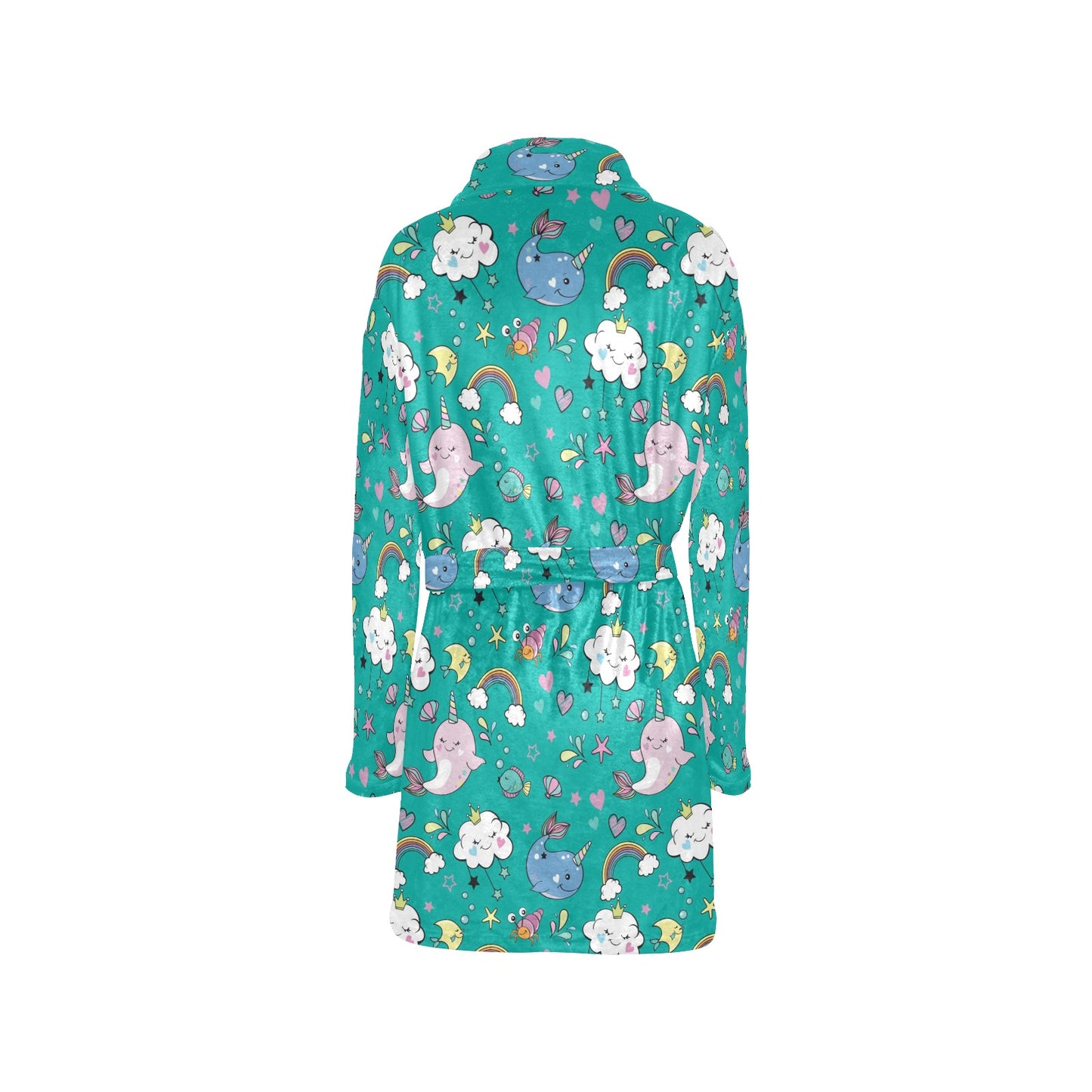 Narwhal Pattern Print Design 04 Women's Fleece Robe