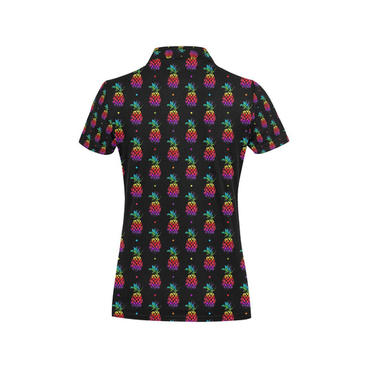 Pineapple Rainbow Dot Print Women's Polo Shirt