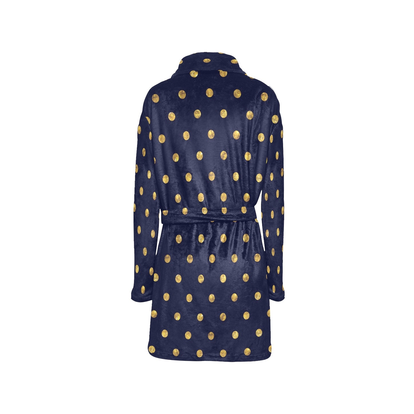 Polka Dot Gold Blue Pattern Print Design 02 Women's Fleece Robe