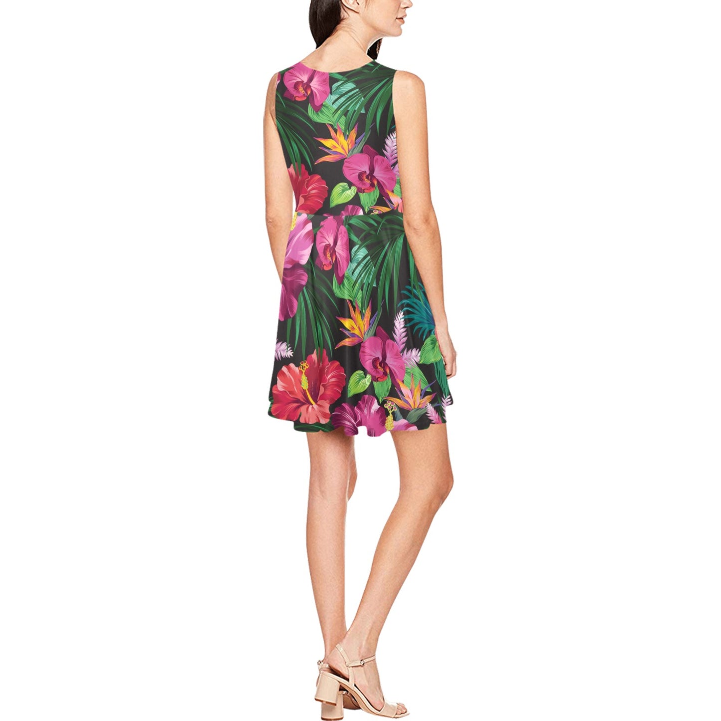 Hawaiian Flower Hibiscus tropical Sleeveless Dress