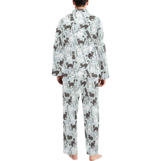 Cat Pattern Print Design 08 Men's Long Pajama Set