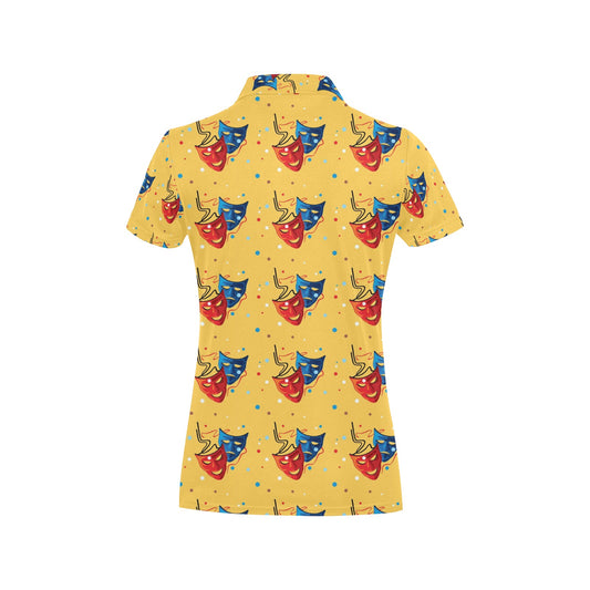 Acting Mask Pattern Print Design 02 Women's Polo Shirt