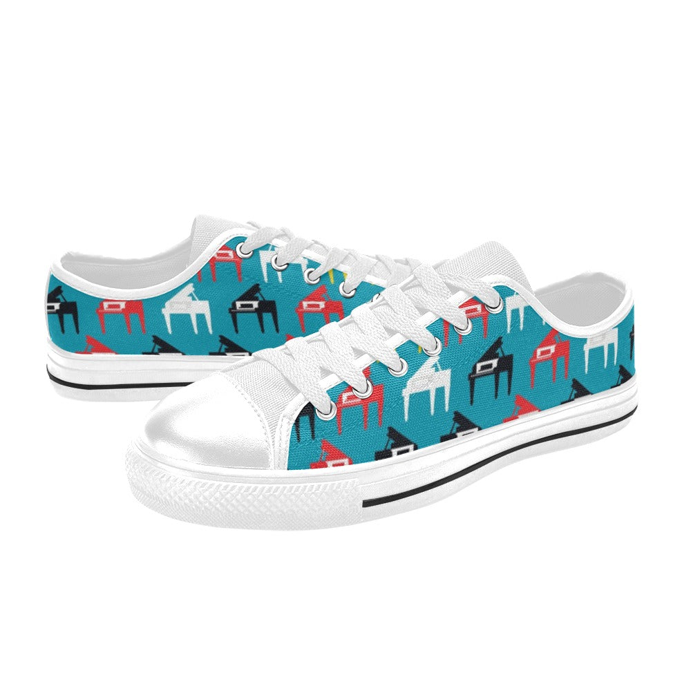 Piano Print Design LKS403 Women's White Low Top Shoes