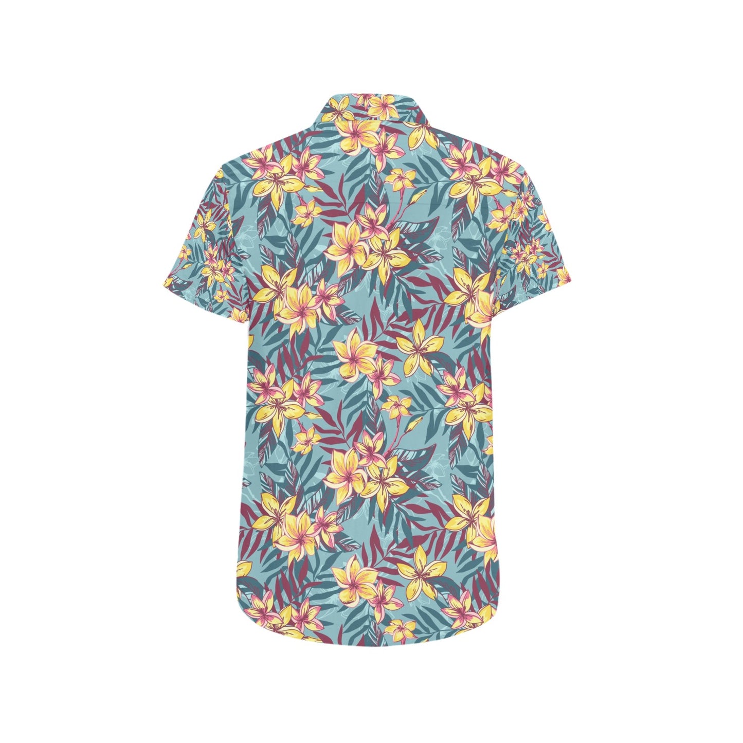 Summer Floral Print Design LKS304 Men Short Sleeve Button Up Shirt