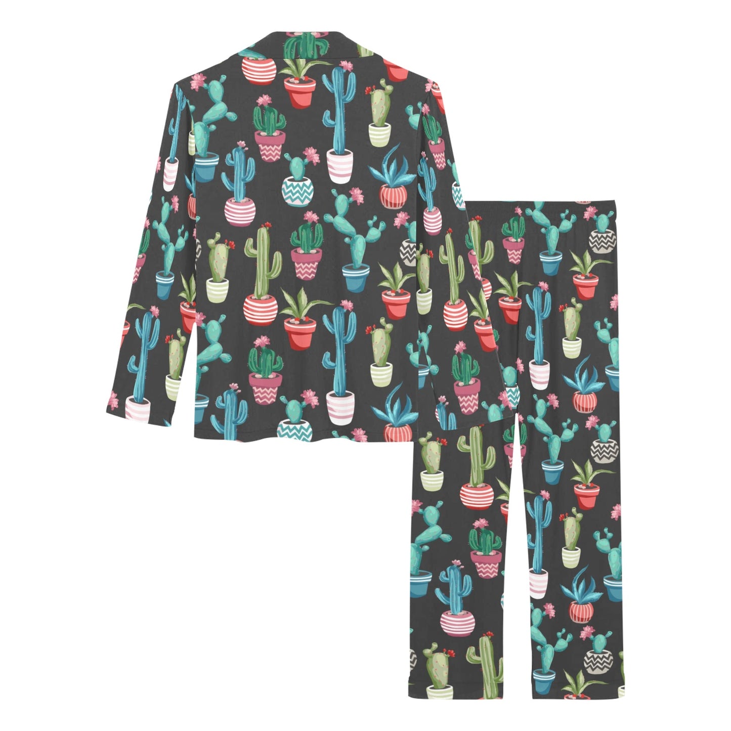 Cactus Pattern Print Design 02 Women's Long Pajama Set