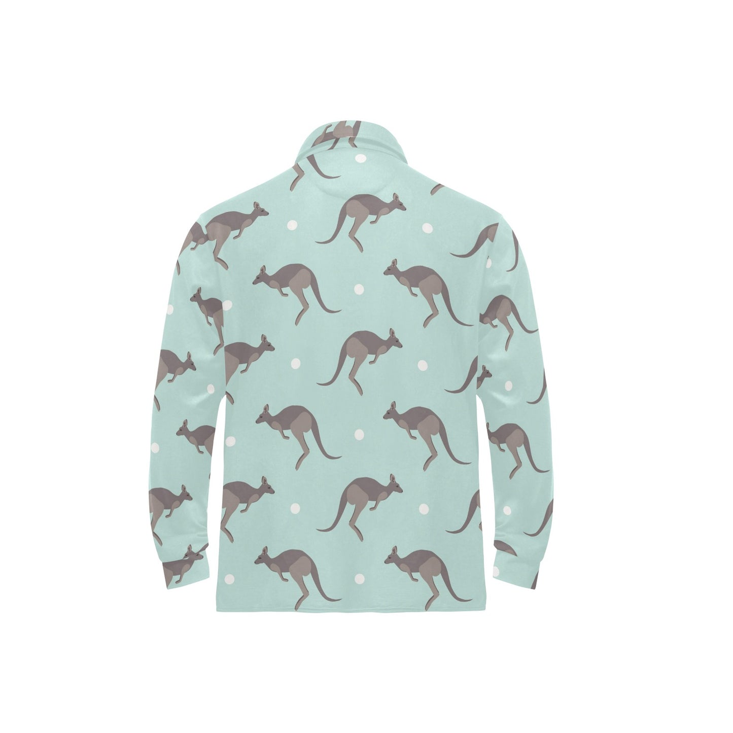 Kangaroos Pattern Print Design 04 Long Sleeve Polo Shirt For Men's