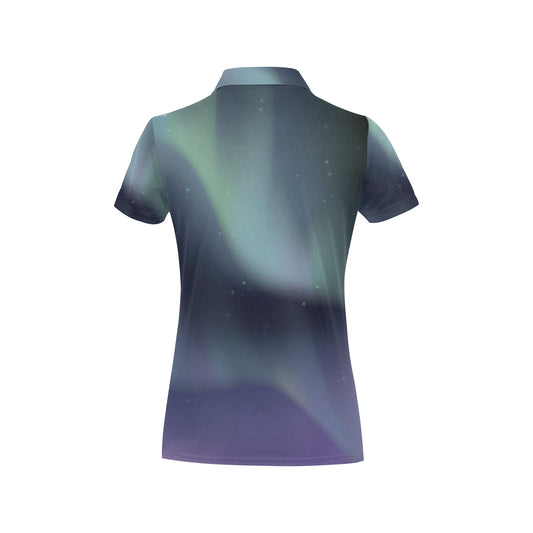 Aurora Borealis Pattern Print Design 01 Women's Polo Shirt