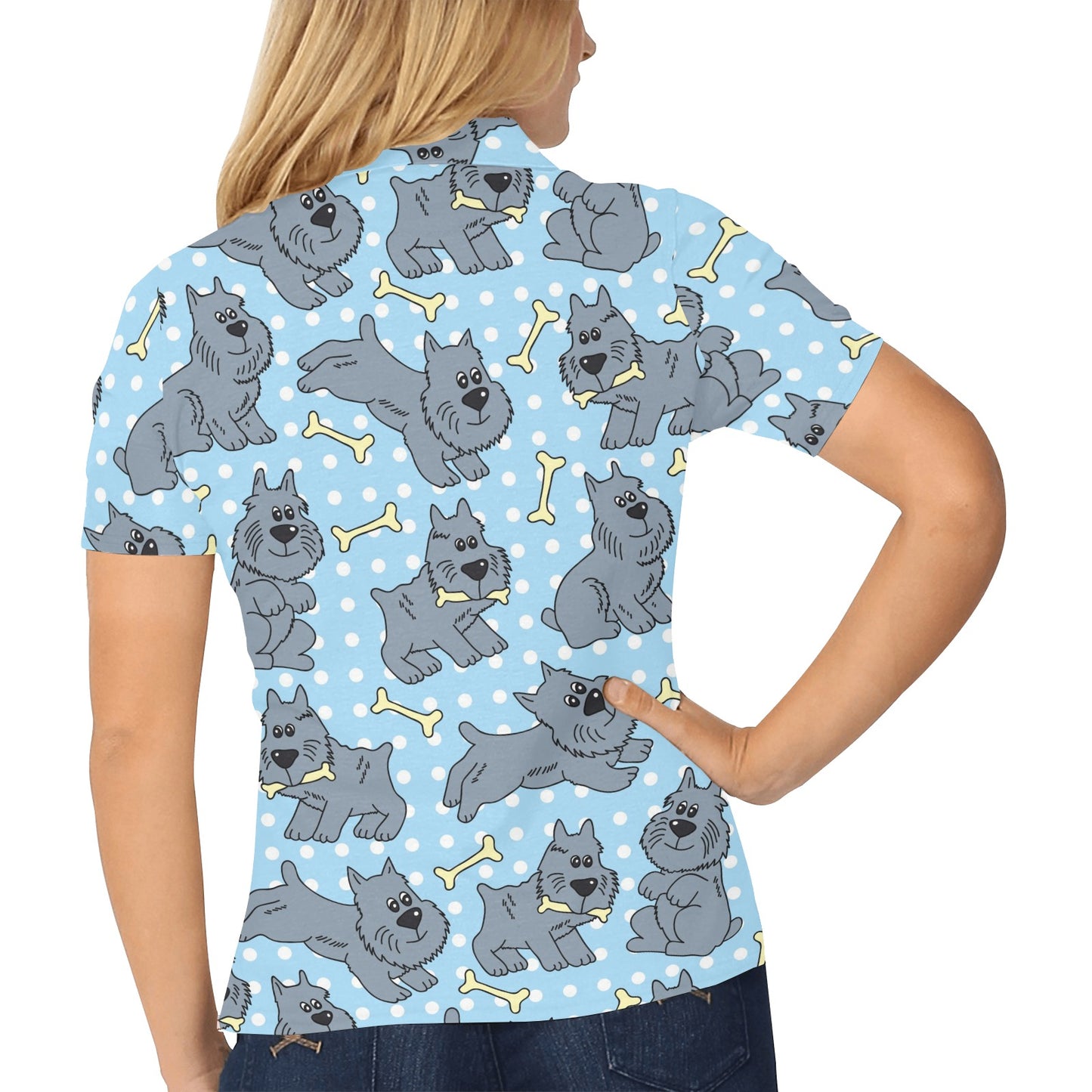 Schnauzers Pattern Print Design A02 Women's Polo Shirt