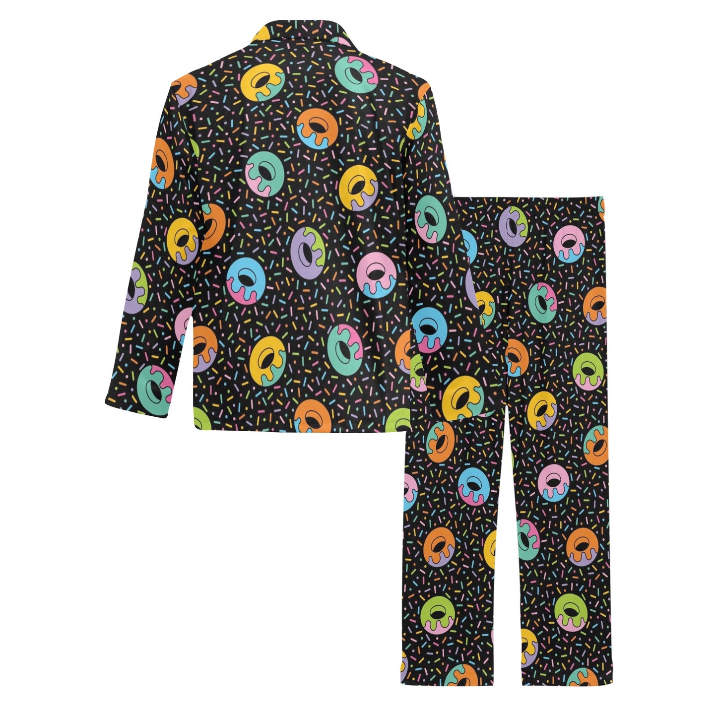Donut Pattern Print Design DN012 Men's Long Pajama Set