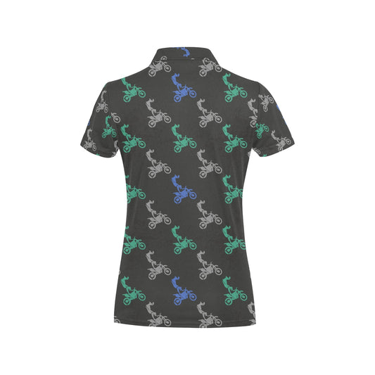 Motocross Pattern Print Design 02 Women's Polo Shirt