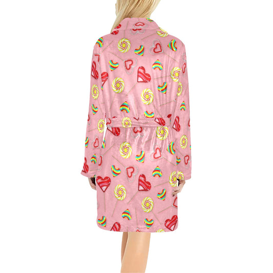 Lollipop Pattern Print Design LL05 Women's Fleece Robe