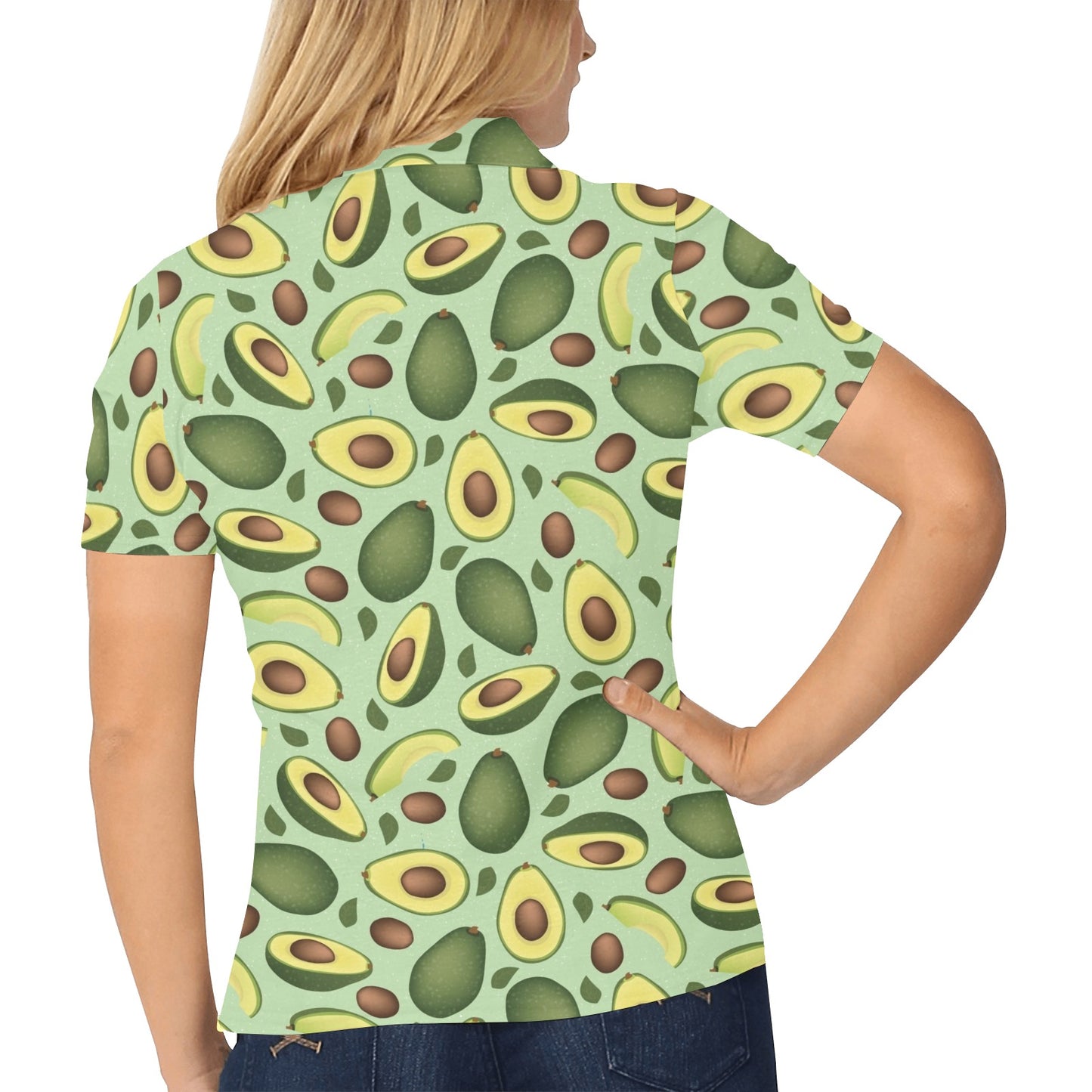 Avocado Pattern Print Design AC01 Women's Polo Shirt