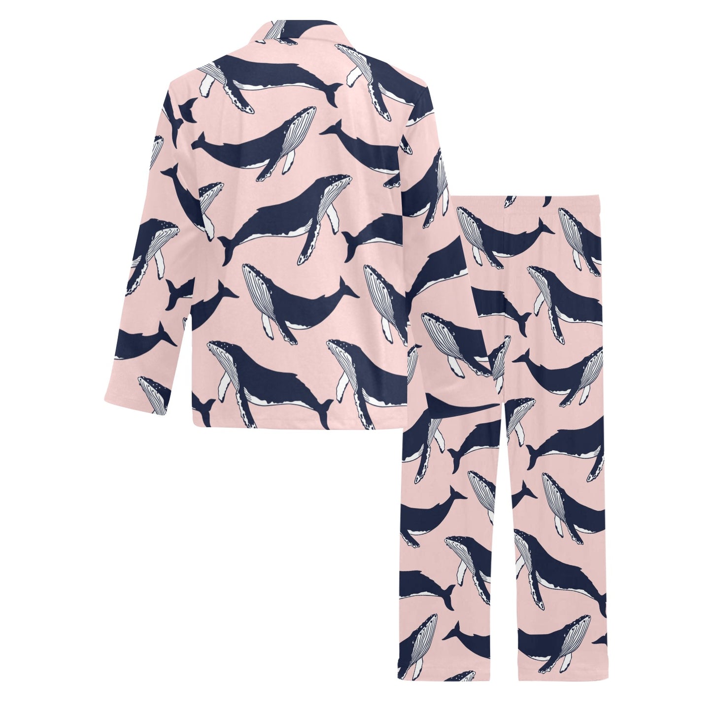 Humpback Whale Pattern Print Design 02 Men's Long Pajama Set