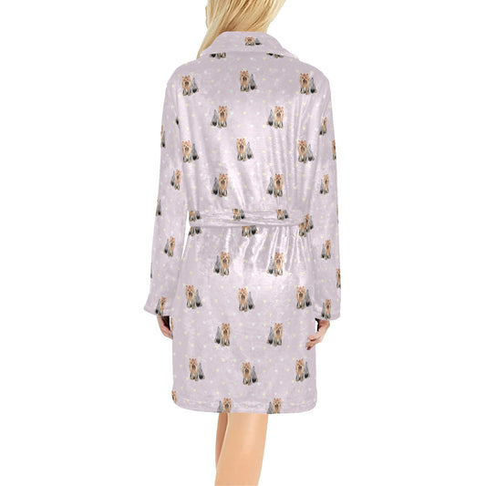 Yorkshire Terriers Print Design LKS302 Women's Fleece Robe