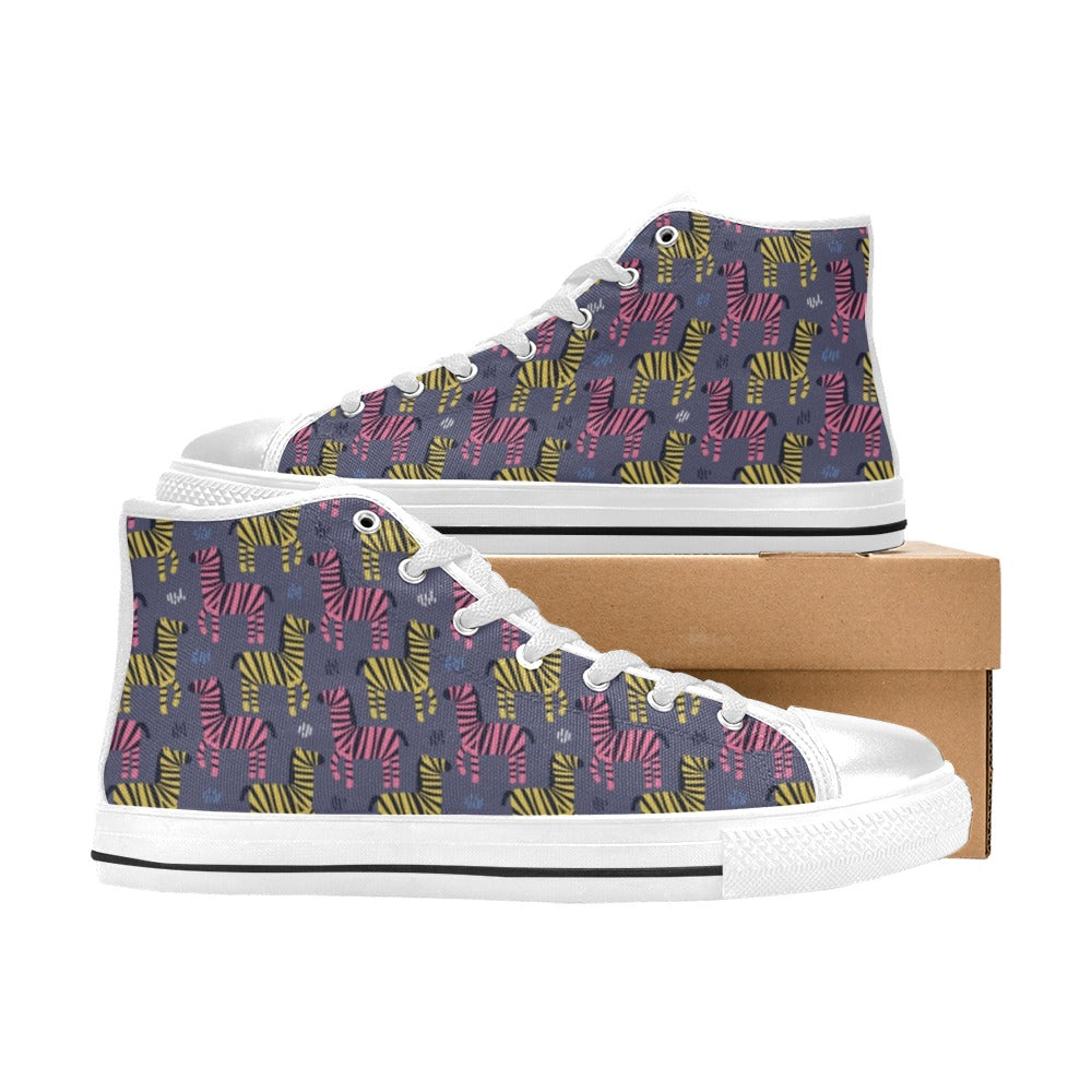 Zebra Print Design LKS303 Men's High Top Canvas Shoes