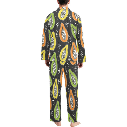 Papaya Pattern Print Design PP05 Men's Long Pajama Set