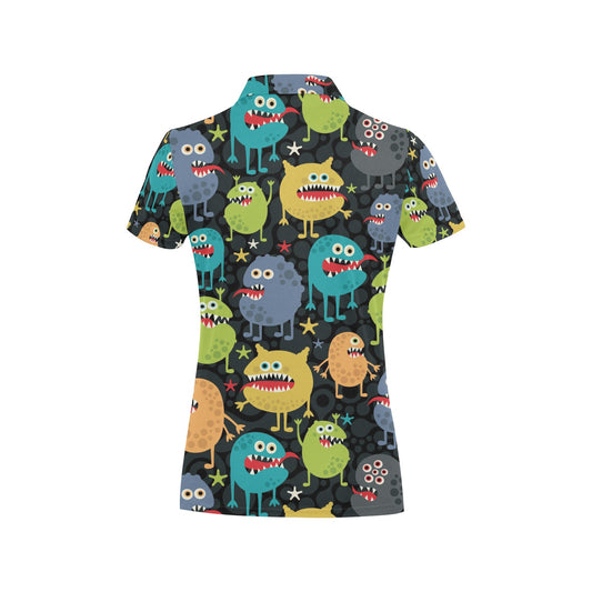Monster Pattern Print Design 01 Women's Polo Shirt