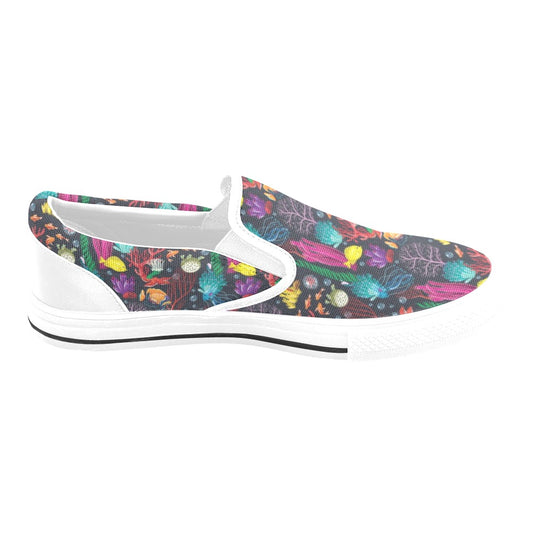 Underwater Cute Print Design LKS303 White Slip Ons Canvas Women's Shoes