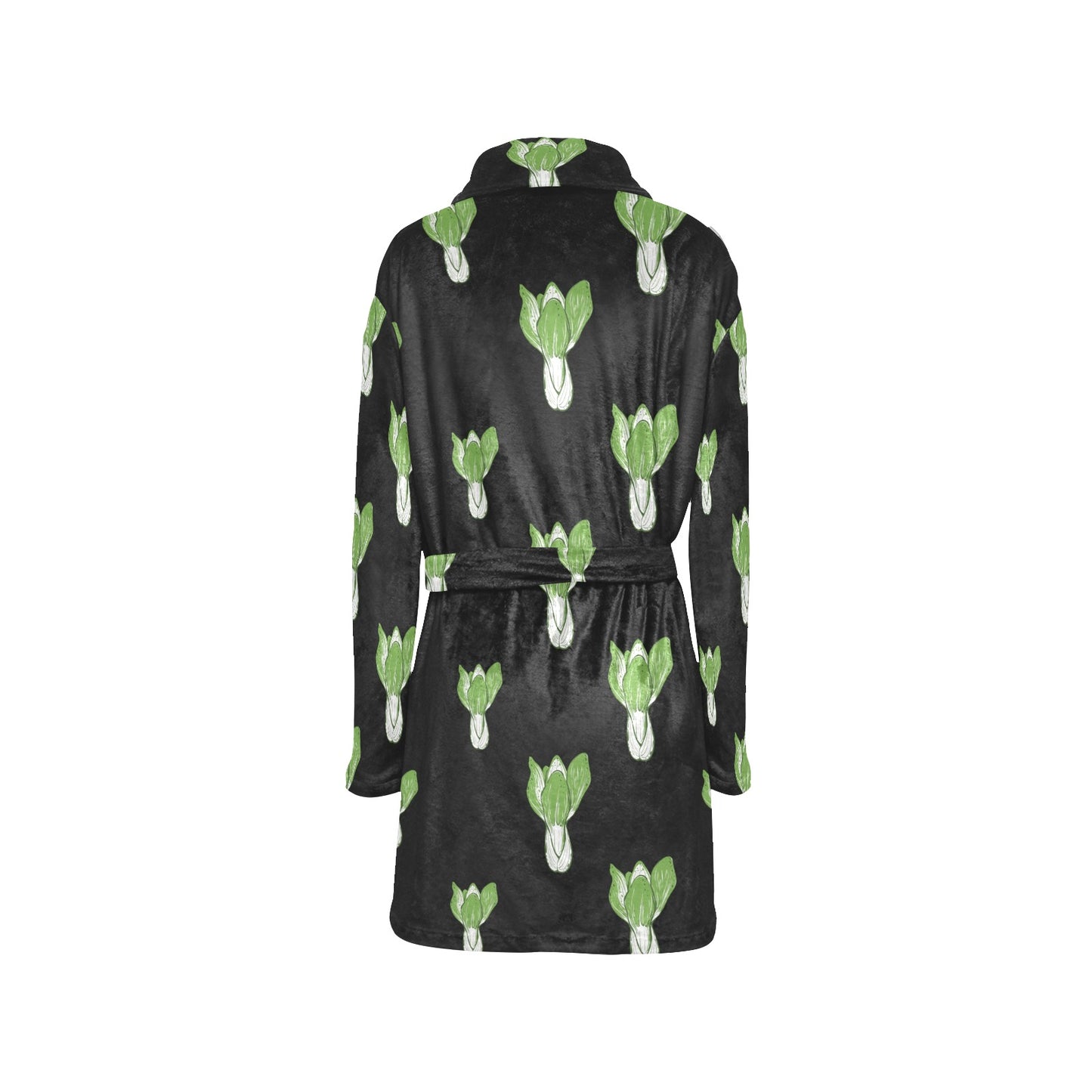 Kale Pattern Print Design 02 Women's Fleece Robe