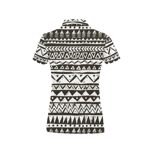 Hand draw Tribal Aztec Women's Polo Shirt