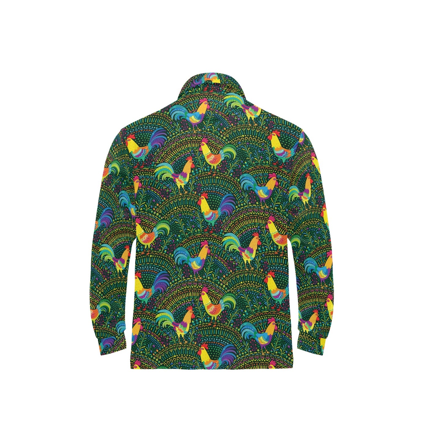 Rooster Pattern Print Design A01 Long Sleeve Polo Shirt For Men's