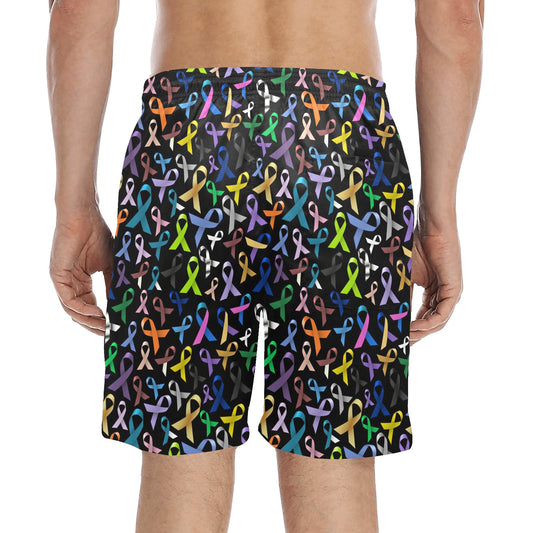 Breast Cancer Awareness Colorful Print Men's Swim Trunks Beach Shorts