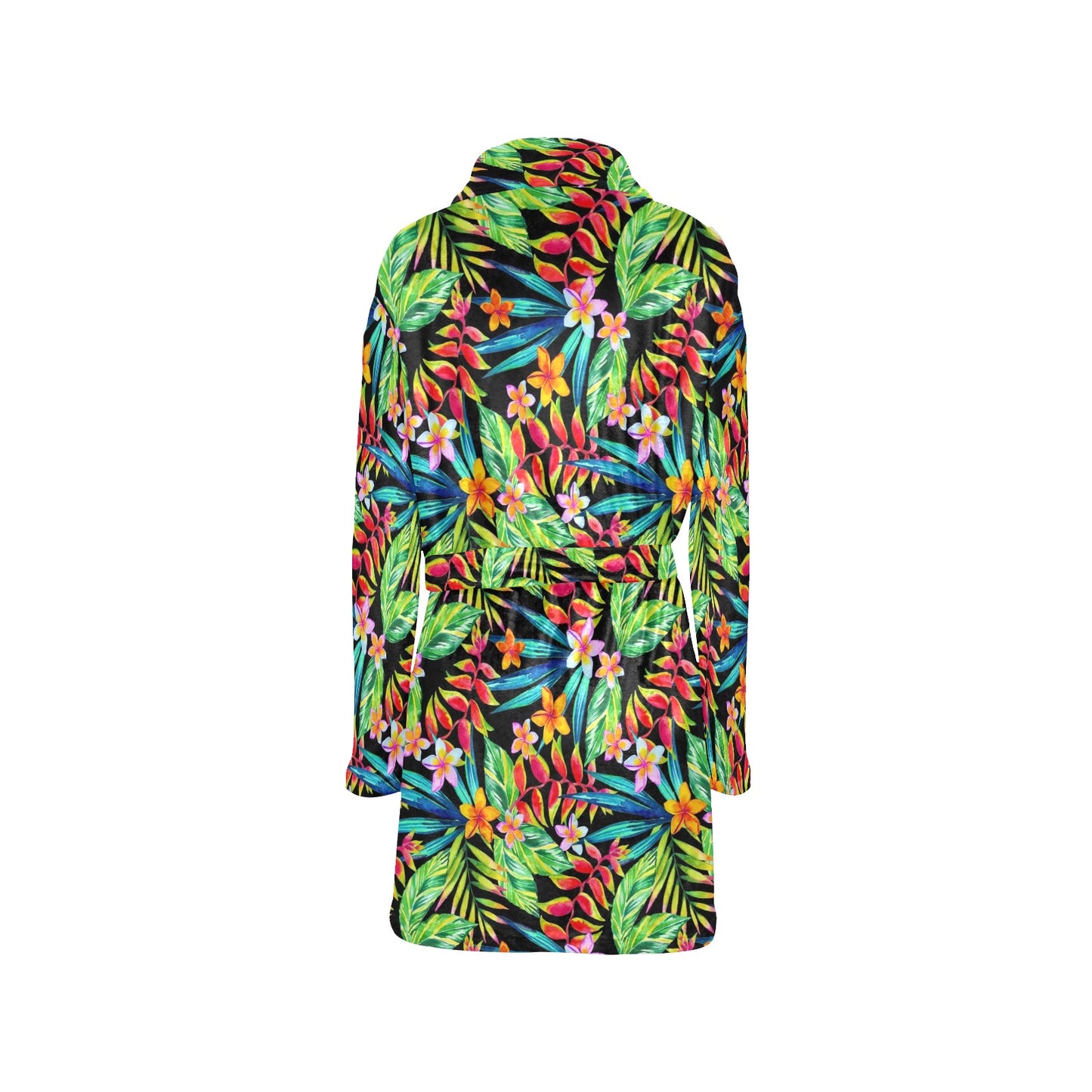 Heliconia Pattern Print Design HL09 Women's Fleece Robe