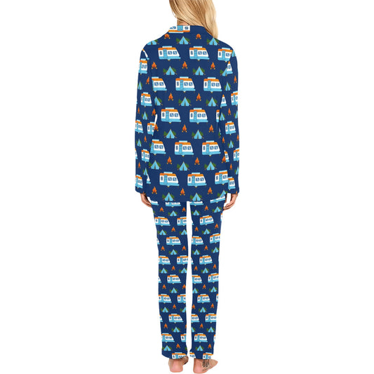 Camper Pattern Camping Themed No 3 Print Women's Long Pajama Set