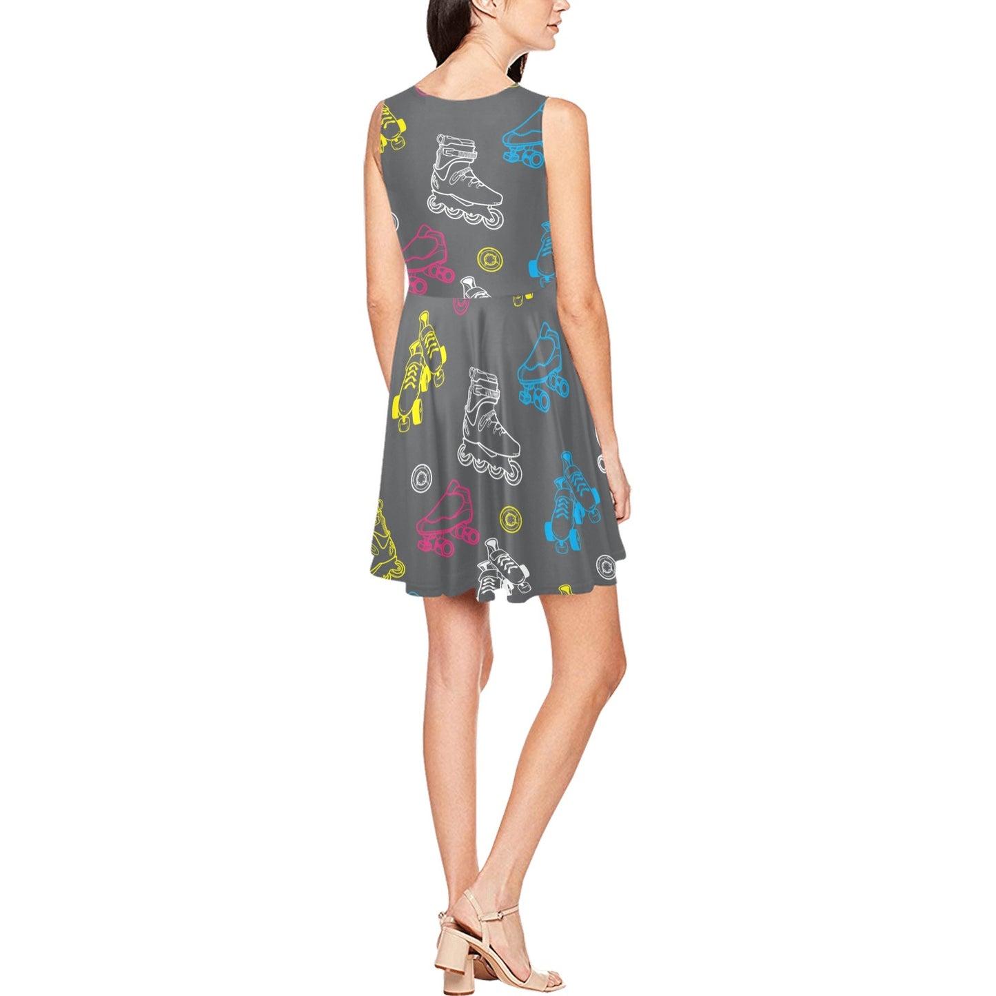 Roller skate Pattern Print Design A02 Sleeveless Dress