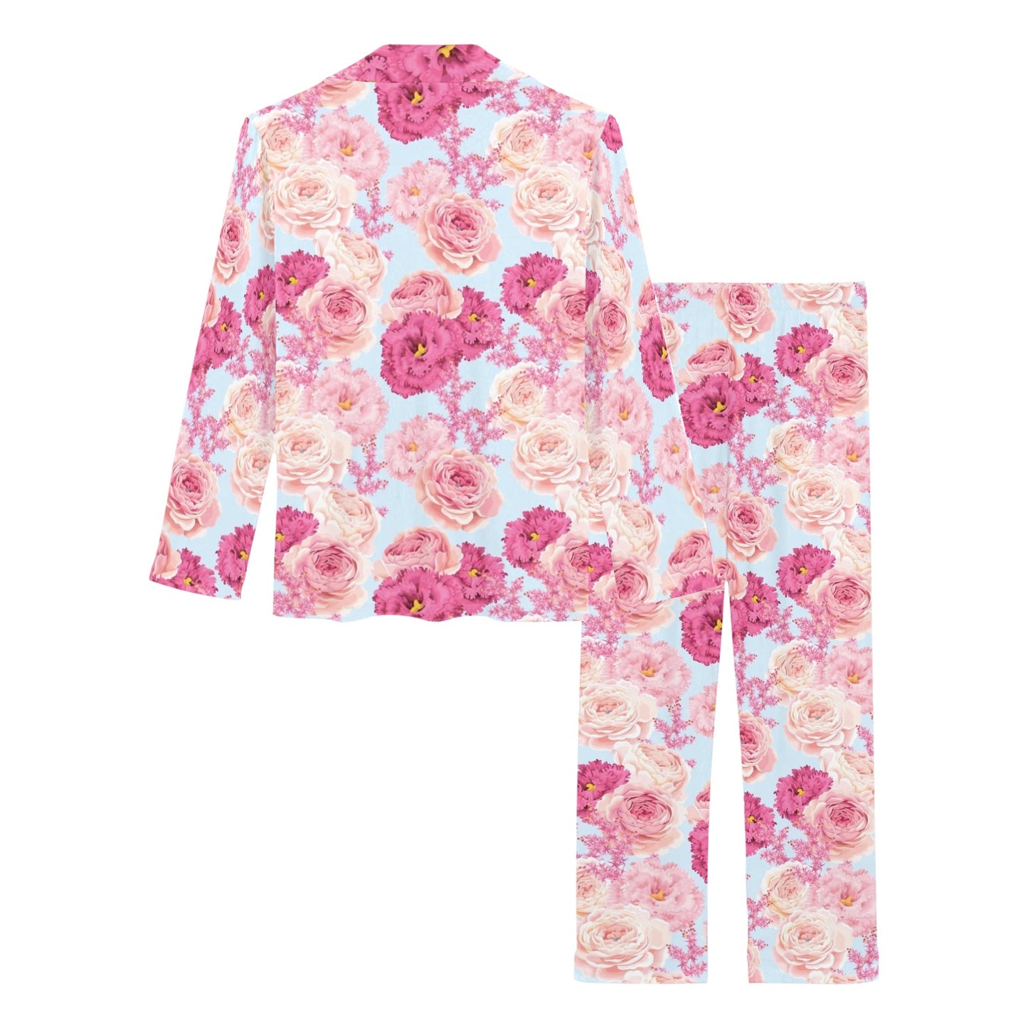 Lisianthus Pattern Print Design LT05 Women's Long Pajama Set