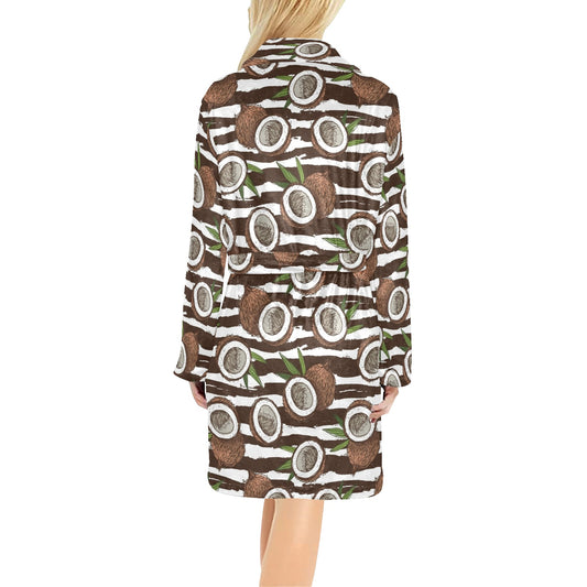 Coconut Pattern Print Design CN04 Women's Fleece Robe